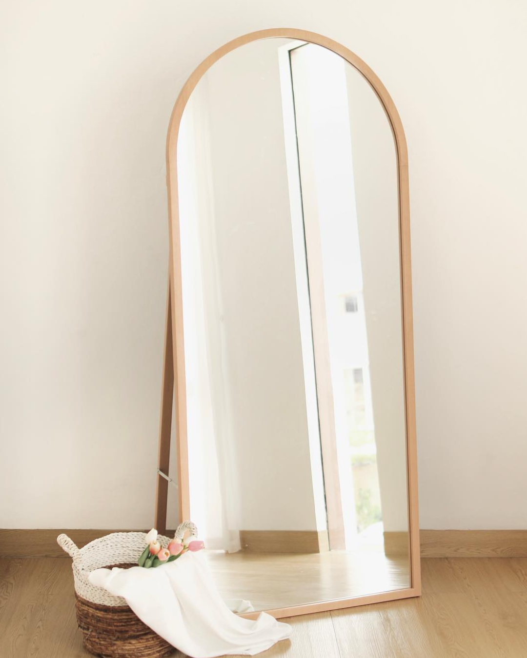 Clean aesthetic beautiful floor mirror