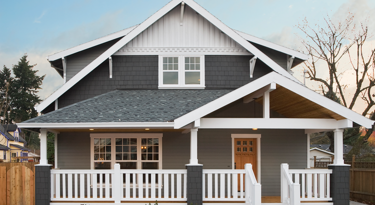 Gray home with white trim