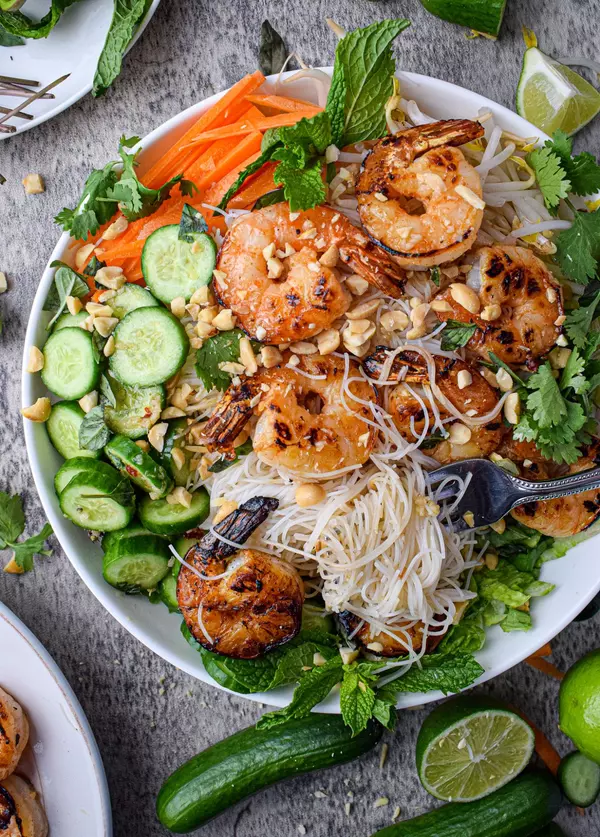 feature image of SPICY SHRIMP AND CUCUMBER NOODLE BOWLS