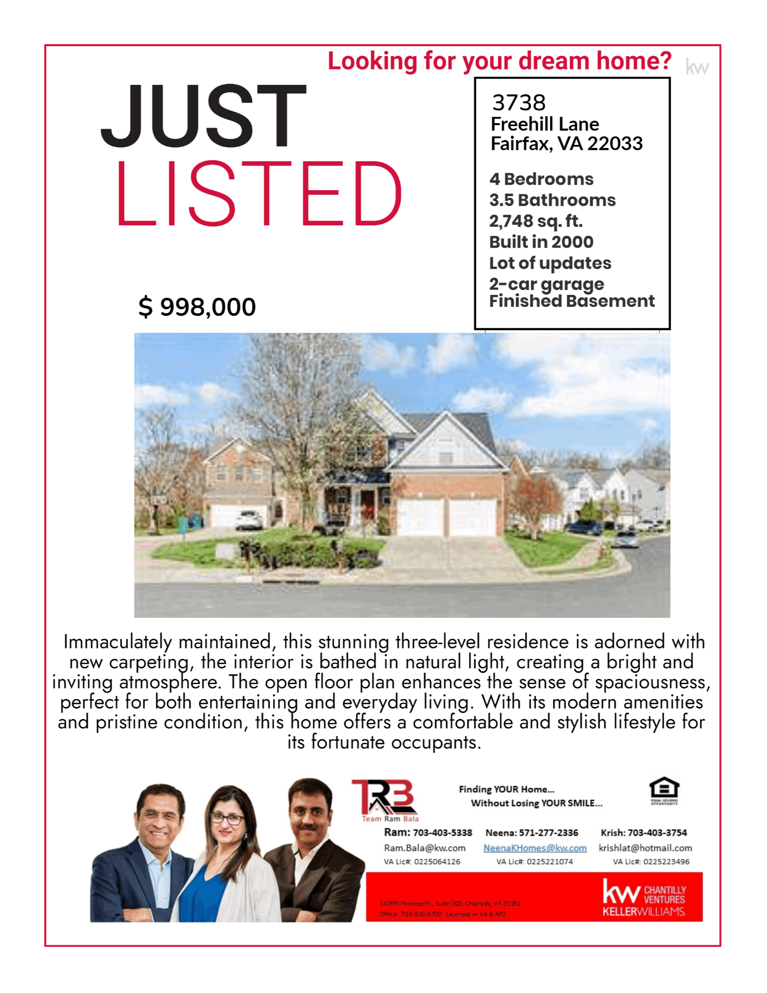 Just Listed - 3738 Freehill Ln,Fairfax