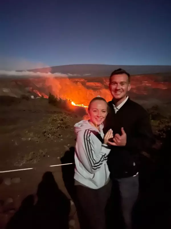 Bret Fields and his wife at Volcanoes National Park in Hawaii