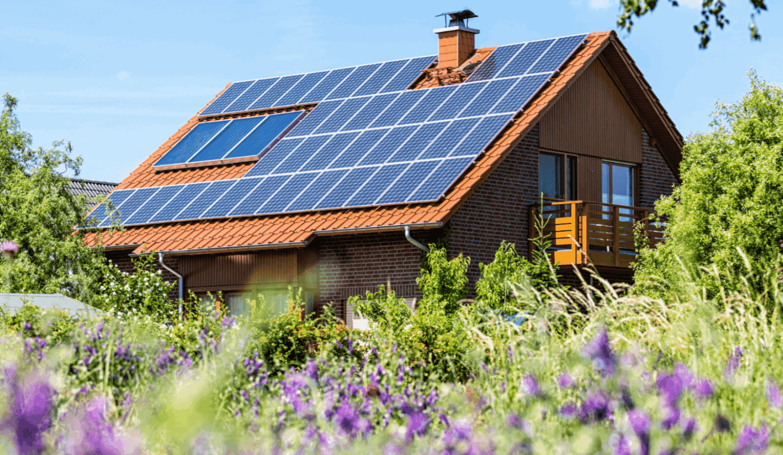 Country Home with solar panels