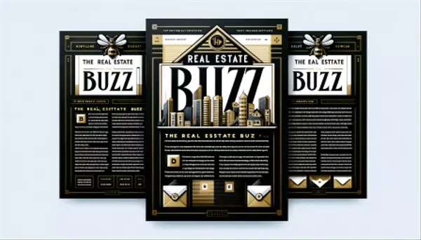 DALL·E 2024-03-07 19.31.56 - Revise the newsletter header for 'THE Real Estate Buzz' to ensure the correct spelling of all words and to incorporate a sophisticated color scheme of