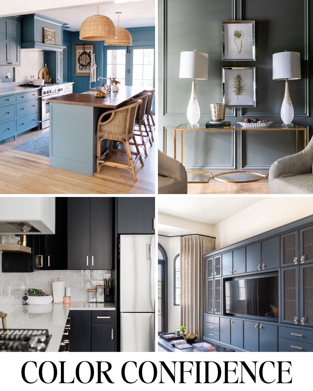 Color Confidence: Unleash your creativity with daring color choices. Two-tone palettes inject drama and personality, juxtaposing contrasting hues to make a bold statement. Soft black accents offer sophistication and depth, grounding spaces with a sense of refinement and elegance.