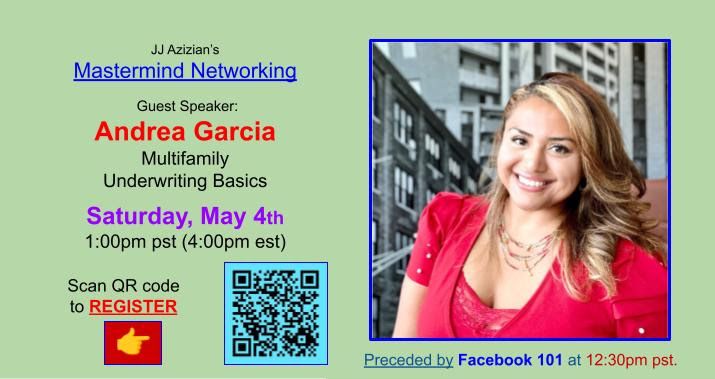 Multifamily Underwriting Basics with Andrea Garcia @ May 4, 2024 @ 4PM EST