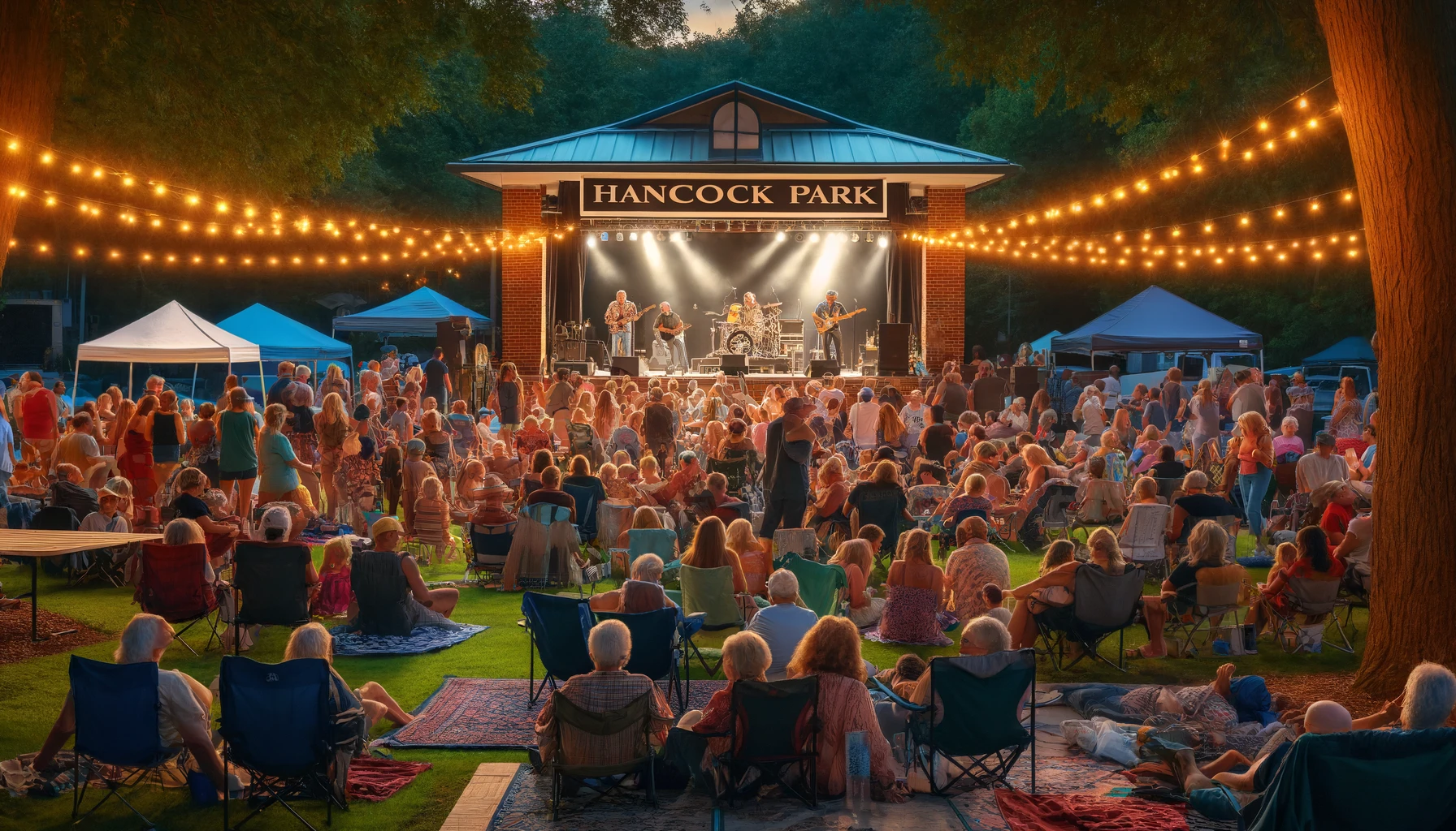 outdoor concert scene at Hancock Park in Dahlonega, Georgia