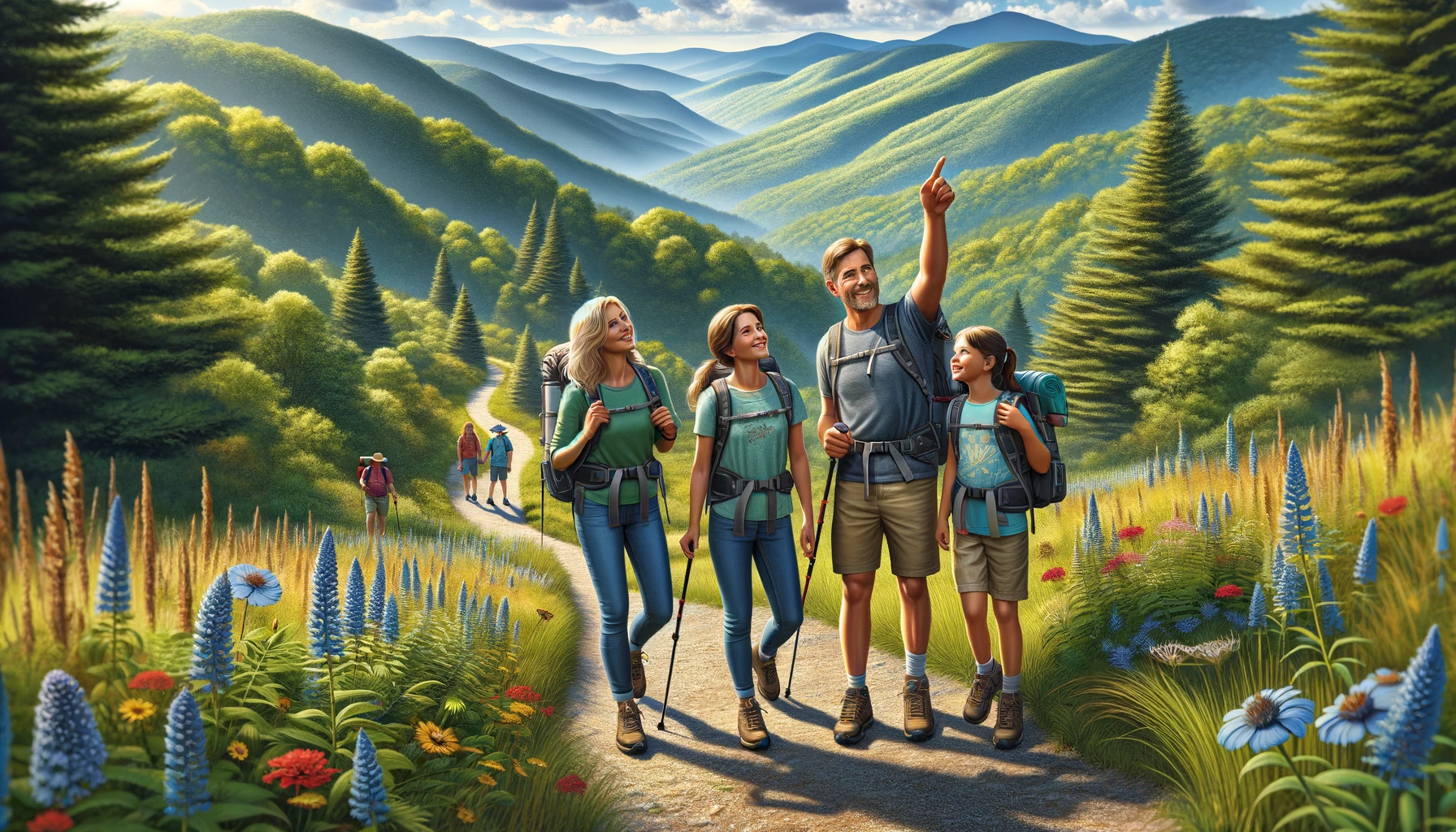 hiking on a trail in the Blue Ridge Mountains near Dahlonega, GA