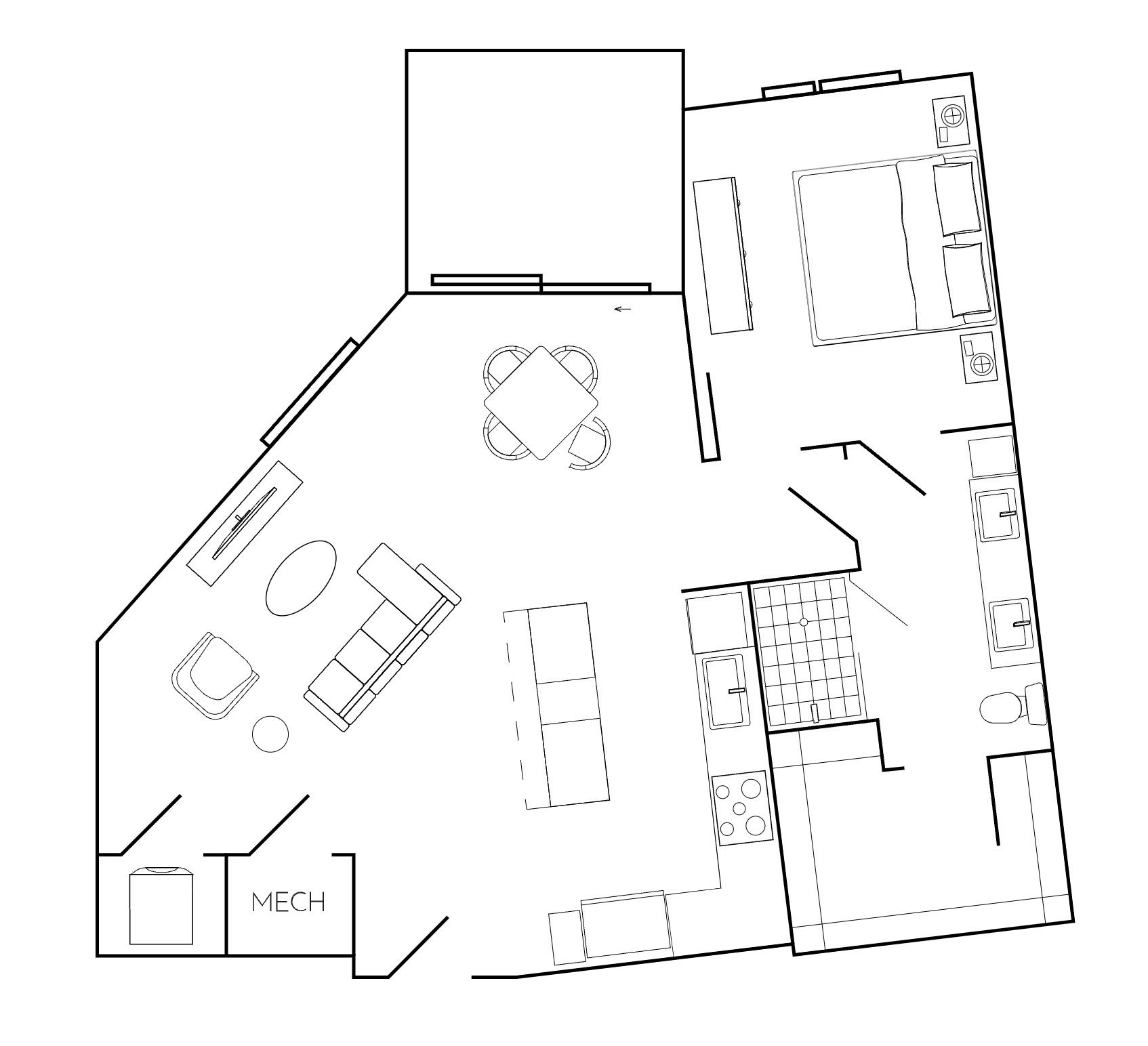 one bedroom south austin condo floor plan