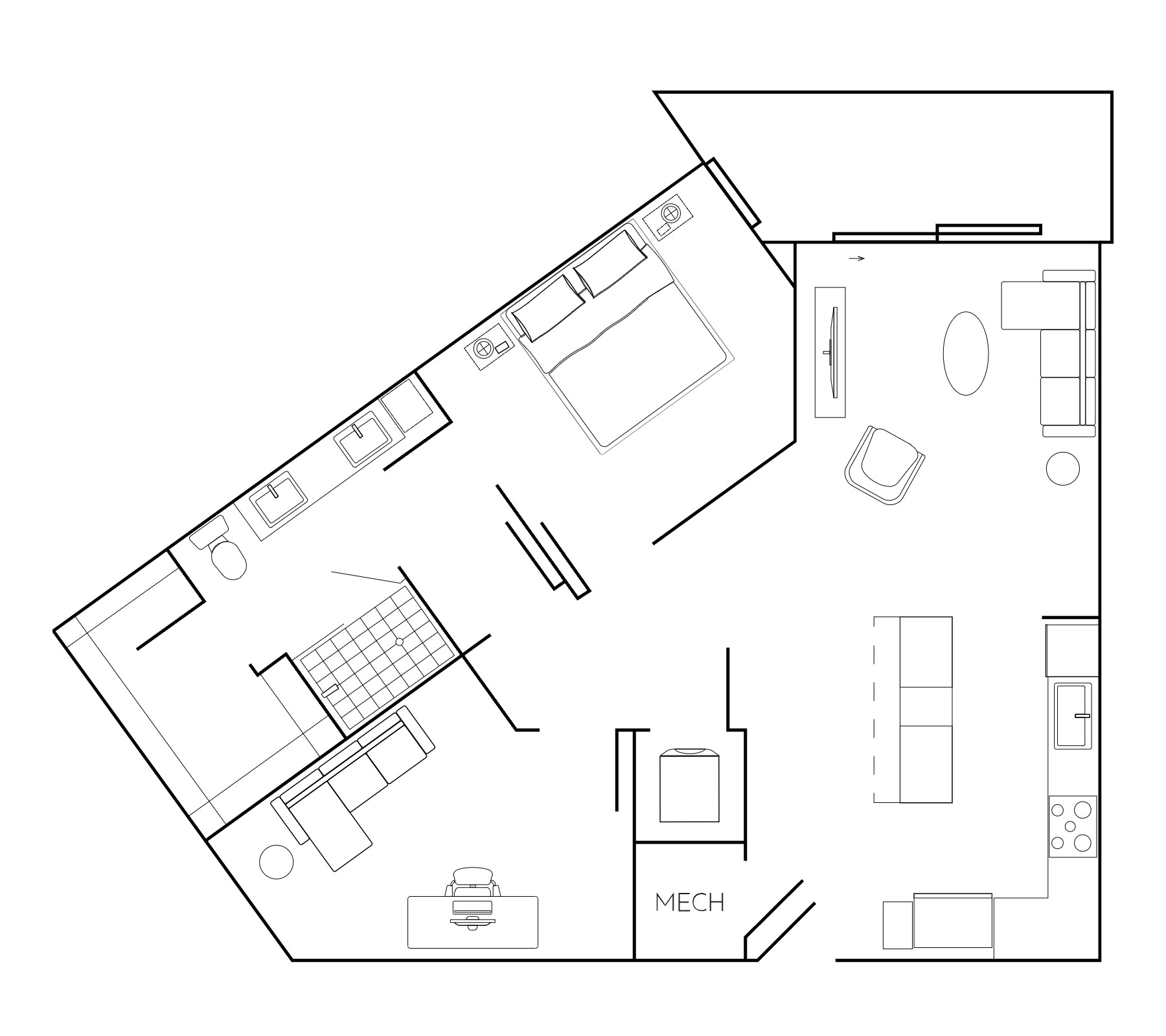 one bedroom one den south austin condo floor plan