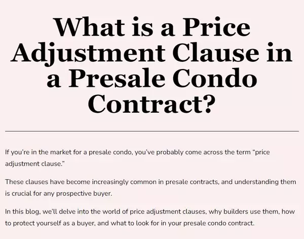 Presale Condo Must Knows - What is a Price Adjustment Clause?,Vincent Lo