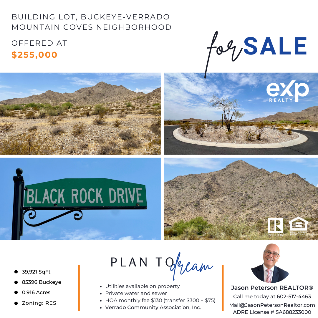 Your Building Lot Dreams with 0.916 Acres in the Mountain Coves Neighborhood of Buckeye-Verrado, Arizona for $255,000