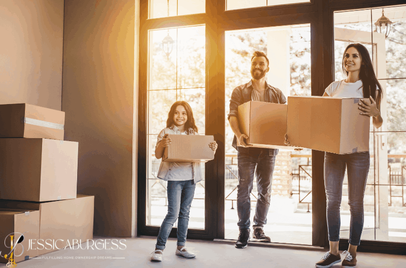 Family moving into a new home