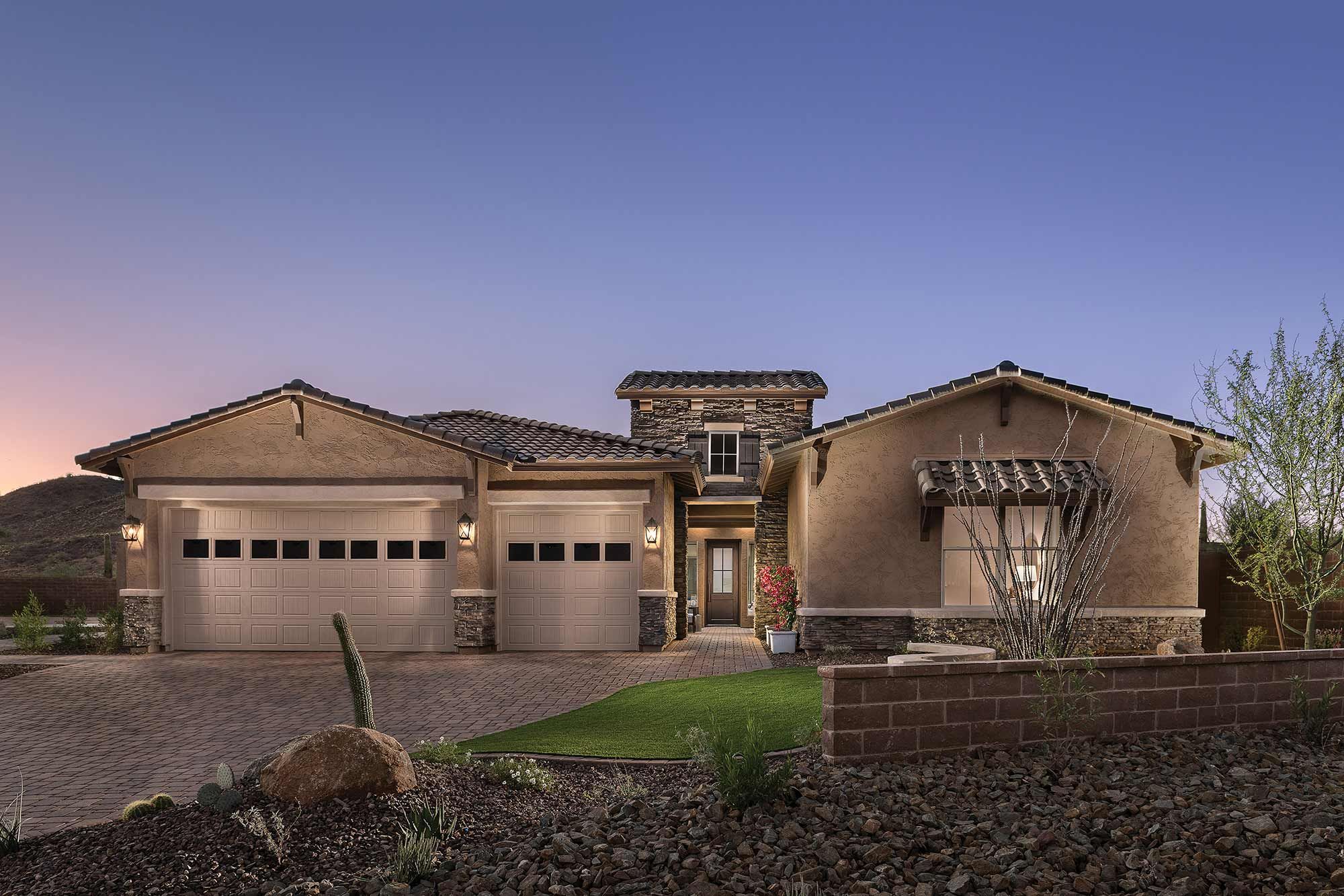 Elegant model home in Union Park at Norterra, Phoenix, AZ by David Weekley Homes, featuring resort-style amenities and open-concept living.