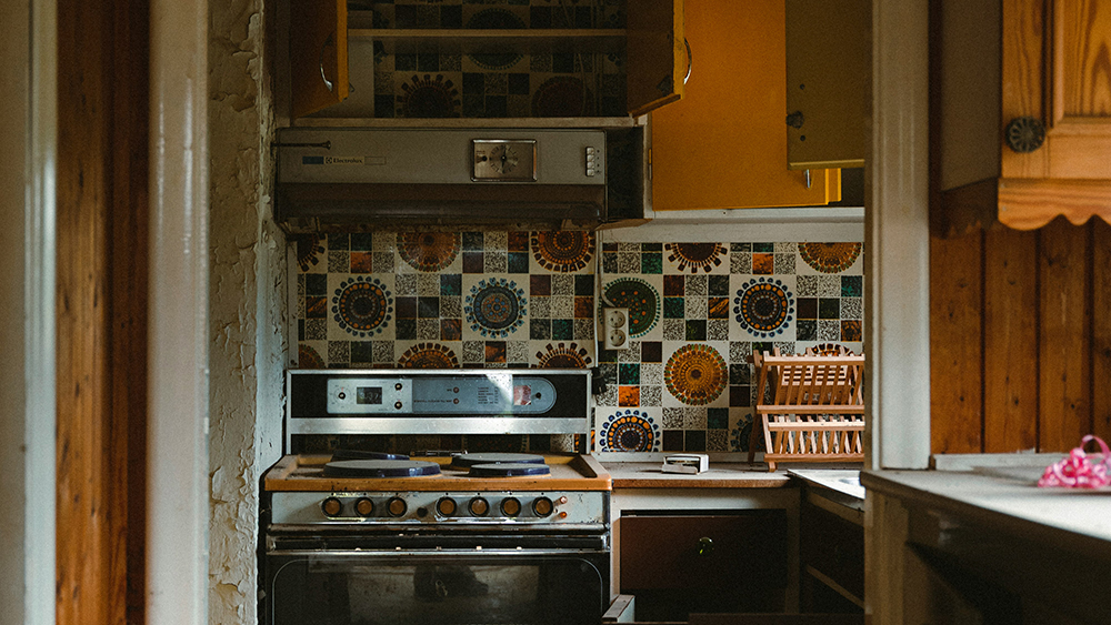 outdated kitchen in existing home