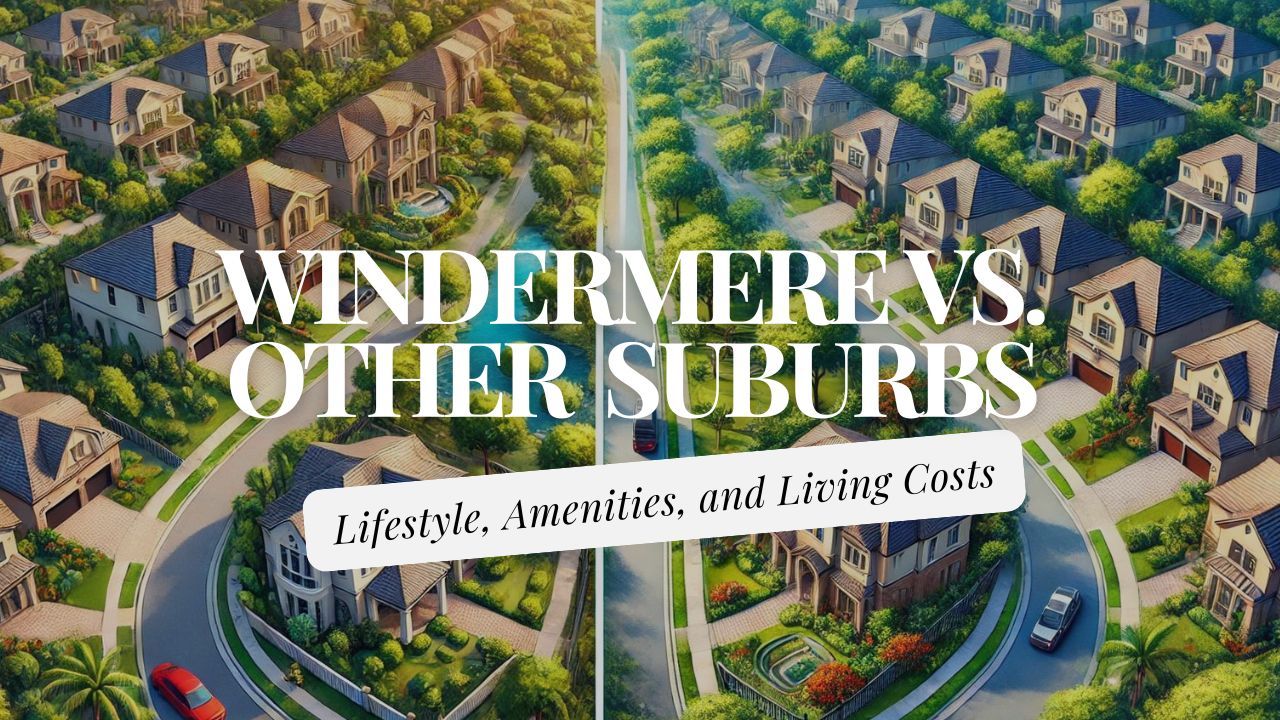 <h1>Windermere vs. Other Orlando Suburbs: Insights into Lifestyle, Amenities, and Living Costs</h1>  <p>Windermere is often seen as a premier suburb in the Orlando area, but how does it truly stack up against its neighbors? <strong>This comparison reveals the <a href="https://www.yourrealtorandy.com/blog/Pros-and-Cons-of-Living-in-Windermere--FL">unique features</a>, benefits, and challenges of <a href="https://www.yourrealtorandy.com/blog/Why-live-in-Windermere-Florida-">living in Windermere</a> compared to other Orlando suburbs.</strong> From housing prices to <a href="https://www.yourrealtorandy.com/blog/Best-Neighborhoods-in-Windermere--FL">community amenities</a>, there are many factors that influence a family's decision on where to settle down.</p> <p>By examining the economic landscape, transportation options, and community safety, readers will gain insight into what each suburb has to offer. This information is essential for anyone considering a move to the Orlando area or looking for the best fit for their lifestyle.</p> <p>The article will explore key differences that make Windermere distinct, while also highlighting the strengths of other suburbs. Ultimately, this will help potential residents make informed decisions about their next home in the Orlando region.</p> <h3>Key Takeaways</h3> <ul> <li>Windermere offers upscale housing but at higher prices compared to other suburbs.</li> <li>Community amenities and lifestyle vary significantly between Windermere and its neighbors.</li> <li>Understanding safety and demographic trends can guide families in choosing the right suburb.</li> </ul>  <h2>Geographical Overview of Windermere</h2> <p>Windermere is a <a href="https://www.yourrealtorandy.com/neighborhood/154510571/windermere">small town</a> with a unique geographical setting that plays a significant role in its appeal. Its location and climate contribute to a <a href="https://www.yourrealtorandy.com/blog/guide-to-windermere-fl-neighborhoods">residential lifestyle</a> that many find desirable.</p> <h3>Location and Accessibility</h3> <p>Windermere is located about 12.3 miles west-southwest of downtown Orlando. It is part of Orange County and is surrounded by communities such as Isleworth, Doctor Phillips, and Bay Hill.</p> <p>The town is easily accessible via major roads, including State Road 535 and the Western Beltway. This connectivity allows residents to reach downtown Orlando and other areas quickly. Being near the Orlando metropolitan area offers convenience for work and recreational activities.</p> <p>Windermere's proximity to popular attractions, including Disney World and Universal Studios, enhances its attractiveness as a suburban area.</p> <h3>Topography and Climate</h3> <p>Windermere features a varied topography that includes numerous lakes, such as the Butler Chain of Lakes. These lakes are ideal for boating, fishing, and water sports, providing <a href="https://www.yourrealtorandy.com/blog/The-Ultimate-Neighborhood-Guide-To-Windermere-Trails--Windermere--FL">recreational opportunities</a> for residents.</p> <p>The climate is classified as humid subtropical, characterized by hot summers and mild winters. Average summer temperatures can reach the high 90s Fahrenheit, while winters typically range from the mid-50s to low 70s. This climate supports a lush landscape, with abundant greenery and tree-lined streets, contributing to the town's charm.</p> <p>The combination of scenic views and favorable weather makes Windermere an appealing place for families and outdoor enthusiasts.</p>  <h2>Housing Market Comparison</h2> <p>The housing market in <a href="https://www.yourrealtorandy.com/sold-listing/FL/Windermere">Windermere</a> shows notable trends, particularly in <a href="https://www.yourrealtorandy.com/blog/Windermere-Florida-Housing-Market-2024">home prices</a> and sales. Comparing these trends to other suburbs around Orlando provides insight into the overall housing landscape. Additionally, the rental market presents various opportunities for potential tenants and investors.</p> <h3>Home Prices and Trends in Windermere</h3> <p>In July 2024, Windermere experienced an increase in home prices by <strong>11.3%</strong> compared to the previous year. The median home price reached <strong>$958,000</strong>. Homes typically sold after <strong>58 days</strong> on the market, which is a rise from <strong>29 days</strong> the year before. This shift indicates a slower market and might suggest a growing demand. In July, only <strong>8 homes</strong> were sold, down from <strong>11</strong> in the same month of the prior year. This decrease signifies a tightening inventory, which could affect future pricing trends.</p> <h3>Comparison With Other Suburbs</h3> <p>When comparing Windermere to other Orlando suburbs, several factors come into play. For instance, neighborhoods like <strong>Lake Nona</strong> and <strong>Winter Park</strong> have different average home prices. Lake Nona features newer developments with prices around <strong>$500,000 to $700,000</strong>. Winter Park, known for its established homes, often lists properties at a similar level as Windermere but typically offers more historic homes.</p> <p>Moreover, Windermere's proximity to Disney World adds to its appeal, often attracting families considering convenience. Thus, while Windermere is pricier, it offers unique advantages that may justify the higher cost.</p> <h3>Rental Markets and Opportunities</h3> <p>The rental market in Windermere provides various options for tenants. Factors such as school districts, amenities, and community features influence rental prices. As of August 2024, the inventory of <strong>two-bedroom</strong> homes saw a <strong>20% decline</strong>, indicating a tighter rental market.</p> <p>In contrast, <strong>four-bedroom</strong> homes increased by <strong>2.9%</strong>, showing a slight demand for larger units. Prices vary, but Windermere generally commands higher rent than neighboring areas like Orlando. Investors might find Windermere appealing due to its desirable location and rental demand, which can yield substantial returns over time.</p>  <h2>Lifestyle and Community Amenities</h2> <p>Windermere offers a blend of <a href="https://www.yourrealtorandy.com/blog/Windemere-vs-Lake-Nona">suburban tranquility</a> and easy access to modern conveniences. Its emphasis on community, education, and recreation makes it a desirable choice compared to other Orlando suburbs. Here’s a closer look at various aspects of the lifestyle and community amenities in Windermere.</p> <h3>Schools and Education</h3> <p>Windermere is known for its <a href="https://www.yourrealtorandy.com/blog/The-7-Best-Gated-Communities-In-Windermere-Florida">exceptional schools</a>, making it a favorite among families. The area boasts highly rated public and private institutions, such as Windermere High School and several charter schools. Many schools emphasize STEM education and have strong extracurricular programs.</p> <p>Parents appreciate the small class sizes and dedicated teachers that enhance learning experiences. The schools often receive praise for fostering <a href="https://www.yourrealtorandy.com/blog/Living-In-Windermere--Florida-">community involvement</a> and promoting a <a href="https://www.yourrealtorandy.com/blog/Estates-at-Windermere-Neighborhood-in-Windermere-FL">strong educational foundation</a>.</p> <p>Local schools are also well-supported by the community. They regularly host events that encourage parental engagement and provide access to educational resources.</p> <h3>Parks and Recreation</h3> <p>Windermere has a strong commitment to outdoor spaces and recreational activities. The town includes several parks, such as <strong>Windermere Town Park</strong> and <strong>Johns Lake Park</strong>. These parks feature playgrounds, walking trails, and picnic areas.</p> <p>Residents enjoy various activities, including fishing, boating, and hiking. Windermere also has events like community clean-ups and sports leagues that foster a sense of community spirit.</p> <p>The proximity to <strong>Butler Chain of Lakes</strong> adds opportunities for water sports and scenic views. Families find these spaces ideal for weekend activities or quiet afternoons.</p> <h3>Shopping and Dining</h3> <p>Shopping and dining options in Windermere cater to diverse tastes. The town hosts a variety of local shops, boutiques, and chain stores, providing residents with convenient choices.</p> <p>Popular dining spots include <strong>Hatch’s Homegrown</strong>, which offers a farm-to-table experience, and <strong>Old Florida Fish House</strong>, known for its seafood. The area's blend of casual and fine dining options ensures that everyone finds something to enjoy.</p> <p>Nearby shopping centers, such as <strong>Winter Garden Village</strong>, provide more extensive retail experiences. They include popular brands and services, making errands easy.</p> <h3>Cultural and Social Activities</h3> <p>The cultural scene in Windermere includes art shows, festivals, and local markets. The community frequently organizes events that highlight local artists and businesses, fostering a sense of pride.</p> <p>Residents can participate in seasonal celebrations that often feature live music and food. This connection creates opportunities for neighbors to socialize and enjoy their community.</p> <p>Local organizations also contribute to various social activities. Clubs, sports teams, and volunteer opportunities allow residents to connect and build friendships, further enhancing the community feel in Windermere.</p>  <h2>Economic Landscape</h2> <p>The economic environment in Windermere is distinct when compared to other Orlando suburbs. Key factors include the availability of jobs and the trends in economic growth.</p> <h3>Employment Opportunities</h3> <p>Windermere offers a variety of <a href="https://www.yourrealtorandy.com/blog/moving-to-windermere-florida">employment opportunities</a>, especially in sectors like education, healthcare, and retail. Many residents work in nearby Orlando, which is a major job hub in Florida.</p> <p><strong>Key Employers in the Region:</strong></p> <ul> <li>Healthcare facilities</li> <li>Educational institutions</li> <li>Retail companies</li> </ul> <p>The average income for a resident in Windermere is around $88,316 per year, which is higher than the national average. In contrast, Orlando’s average household income is 55% less than that of Windermere. This disparity in income levels reflects the <a href="https://www.yourrealtorandy.com/blog/Retire-in-Windermere--Florida">economic advantages</a> Windermere provides for its residents.</p> <h3>Economic Growth and Stability</h3> <p>Windermere's economy is generally stable, characterized by a <a href="https://www.yourrealtorandy.com/blog/whats-actually-happening-with-home-prices-today">strong housing market</a>. The cost of living in Windermere is 42% higher than in the average U.S. city, driven mostly by its housing prices.</p> <p><strong>Key Economic Indicators:</strong></p> <ul> <li>Average home price: $1.1 million</li> <li>Housing costs: 51% above the US average</li> </ul> <p>The region also enjoys a low income tax rate of 0%, which contributes to its appeal for high-income earners. The community's economic prospects are further supported by its upscale housing and well-regarded schools, fostering long-term growth.</p>  <h2>Transportation and Commuting</h2> <p>In Windermere, residents experience a unique blend of <a href="https://www.yourrealtorandy.com/blog/Neighborhood-Guide-To-Summerport-Windermere-FL">local transportation</a> options and accessibility to Orlando's business centers. The <a href="https://www.yourrealtorandy.com/blog/Isleworth-Neighborhood-in-Windermere-FL">commuting patterns</a> and local infrastructure can significantly impact daily life for those living in the area.</p> <h3>Local Transportation Infrastructure</h3> <p>Windermere features a limited but effective transportation structure. The main roads connecting residential areas to neighboring towns include <em>Winter Garden Vineland Road</em> and <em>Crump Road</em>. These thoroughfares provide <a href="https://www.yourrealtorandy.com/blog/Moving-to-Winter-Garden-FL">direct routes</a> for drivers, making commutes straightforward.</p> <p>Public transportation options are less extensive compared to larger cities. However, residents have access to bike share programs, promoting eco-friendly short trips. The push for walkable areas also supports community interaction and reduces reliance on vehicles.</p> <p>In Windermere, the average commute for residents is longer than that in Orlando, by about 1.9%. This is essential for potential residents to consider.</p> <h3>Proximity to Orlando’s Business Hubs</h3> <p>Windermere is about <strong>12 miles</strong> from downtown Orlando, making it a desirable choice for those working in the city. This proximity allows commuters to benefit from a suburban lifestyle while remaining near major business districts.</p> <p>Many residents work in the tourism or healthcare industries, which thrive in Orlando. The easy <a href="https://www.yourrealtorandy.com/blog/Keene-s-Pointe-Neighborhood-in-Windermere-FL">access to highways</a> like the <em>Florida Turnpike</em> enables quick travel routes to these employment centers.</p> <p>While commuting may take a bit longer than in Orlando, the <a href="https://www.yourrealtorandy.com/blog/Everything-You-Need-To-Know-About-Living-In-Keene-s-Pointe--Windermere-FL">quality of life</a> in Windermere makes it an appealing option for families and professionals alike.</p>  <h2>Safety and Crime Statistics</h2> <p>Windermere is known for its commitment to public safety, offering a generally secure environment for its residents. This section examines Windermere’s safety overview and compares its crime statistics with nearby Orlando suburbs.</p> <h3>Windermere’s Public Safety Overview</h3> <p>Windermere boasts low crime rates, making it a desirable place for families and individuals. According to recent statistics, the chance of becoming a victim of violent crime in Windermere is approximately 1 in 1,019. Property crime is also relatively low, with a risk of 1 in 191.</p> <p>The total crime rate in Windermere is about 24.22 per 1,000 residents. The area has a strong police presence and community programs that enhance public safety. Most residents feel secure and appreciate the neighborhood watch initiatives that promote safety awareness.</p> <h3>Comparison With Surrounding Areas</h3> <p>When comparing Windermere to other suburbs in the Orlando area, significant differences emerge. For example, neighborhoods in the eastern part of Windermere show a higher crime risk of 1 in 27, while the northwest part has a much lower risk of 1 in 80.</p> <p>In comparison, some nearby suburbs may have higher overall crime rates. For example, the crime rates in <a href="https://www.neighborhoodscout.com/fl/orlando/crime">Orlando</a> are notably higher, with increased instances of both violent and property crimes. This highlights Windermere's position as one of the safer options within the region, making it appealing for those prioritizing safety.</p>  <h2>Demographic and Cultural Diversity</h2> <p>Windermere, Florida, presents a unique demographic profile within the Orlando suburb area. As of 2024, its population stands at approximately 3,112 residents. The growth rate is about 0.65% annually, reflecting a <a href="https://www.yourrealtorandy.com/blog/The-Best-Time-to-List-Your-Home-in-Windermere-for-a-Quick-Sale-">stable community</a>.</p> <p><strong>Population Breakdown</strong>:</p> <ul> <li><strong>Male</strong>: 51%</li> <li><strong>Female</strong>: 49%</li> </ul> <p>The diversity in Windermere includes various age groups, with <strong>7%</strong> of the population being under 10 years old. This balance of young and older residents contributes to a vibrant community.</p> <p>Windermere boasts a <a href="https://www.yourrealtorandy.com/blog/Property-Taxes-in-Windermere--FL--Understanding-Rates-and-Assessments">high median household income</a> of <strong>$254,712</strong>, which is significantly higher than many surrounding suburbs. The poverty rate is low at <strong>3.32%</strong>. This economic advantage often attracts families looking for <a href="https://www.yourrealtorandy.com/blog/What-to-Expect-When-Selling-a-Home-in-Windermere--FL">quality living conditions</a>.</p> <p>Culturally, Windermere is closely linked to the Orlando metro area, which enhances its diversity through available cultural events and activities. The community celebrates various cultural backgrounds, reflected in local events and festivals.</p> <p>Educational attainment is also notable in Windermere, with many residents holding advanced degrees. This educational level supports a well-informed and engaged community.</p> <p>Windermere's proximity to Orlando enriches its cultural landscape. Residents benefit from the city's diverse offerings while enjoying a quieter suburban lifestyle.</p>  <h2>Urban Development and Policies</h2> <p>Windermere is experiencing significant changes in urban development and policies. The town focuses on balancing growth with community needs and environmental concerns. Key projects and zoning regulations shape the future of this suburb, distinguishing it from other areas in Orlando.</p> <h3>Current Urban Projects</h3> <p>In Windermere, several notable urban projects are underway. One major project is the Windermere Downtown Property Planned Unit Development, covering 2.17 acres at the northeast corner of Main Street and East Sixth Avenue. This initiative emphasizes mixed-use development aimed at enhancing community spaces and local businesses.</p> <p>The Windermere Comprehensive Plan includes goals for low-density residential growth, making it important to assess the implications of these projects on existing neighborhoods. These developments aim to improve infrastructure while maintaining Windermere's small-town charm.</p> <h3>Zoning and Land Use Policies</h3> <p>Zoning regulations in Windermere play a crucial role in urban planning. The town's policies prioritize land use that supports sustainable development. For example, the <strong>Comprehensive Policy Plan</strong> outlines a framework for low-density residential areas, taking into account the absence of central utility services.</p> <p>Windermere's zoning code includes specific guidelines on building heights, property setbacks, and environmental protections. This ensures that new developments align with the community's needs while preserving green spaces. Decision-makers are focused on zoning changes that encourage affordable housing without compromising the town's character. These policies reflect a balanced approach to growth and preservation.</p>  <h2>Conclusion and Future Outlook</h2> <p>Windermere continues to stand out among <a href="https://www.yourrealtorandy.com/blog/best-suburbs-of-orlando">Orlando suburbs</a> due to its luxury homes and scenic views. As families seek quality and comfort, this suburb remains appealing.</p> <p><strong><a href="https://www.yourrealtorandy.com/blog/Discovering-Your-Ideal-Neighborhood--Key-Factors-to-Consider-When-Relocating">Key Factors for Windermere</a>:</strong></p> <ul> <li><strong>Schools:</strong> There are highly-rated educational institutions.</li> <li><strong>Community:</strong> It offers a blend of privacy and vibrant community life.</li> <li><strong>Real Estate Trends:</strong> The housing market is adapting to demand with new developments.</li> </ul> <p>As for the broader Orlando area, suburbs are evolving. Many are focusing on family-friendly amenities and accessibility.</p> <p><strong>Future Trends to Watch:</strong></p> <ul> <li><strong>Growth in Demand:</strong> With more people moving to Orlando, demand for homes in suburban areas is likely to rise.</li> <li><strong>Development Projects:</strong> New shopping and recreational facilities are in the works across many suburbs.</li> <li><strong>Affordable Living Options:</strong> Areas like Gotha are emerging as affordable alternatives without sacrificing quality.</li> </ul> <p>Windermere's reputation as a desirable place to live suggests it will maintain its strong position. Other suburbs are also trying to attract families, leading to healthy competition in the region.</p>