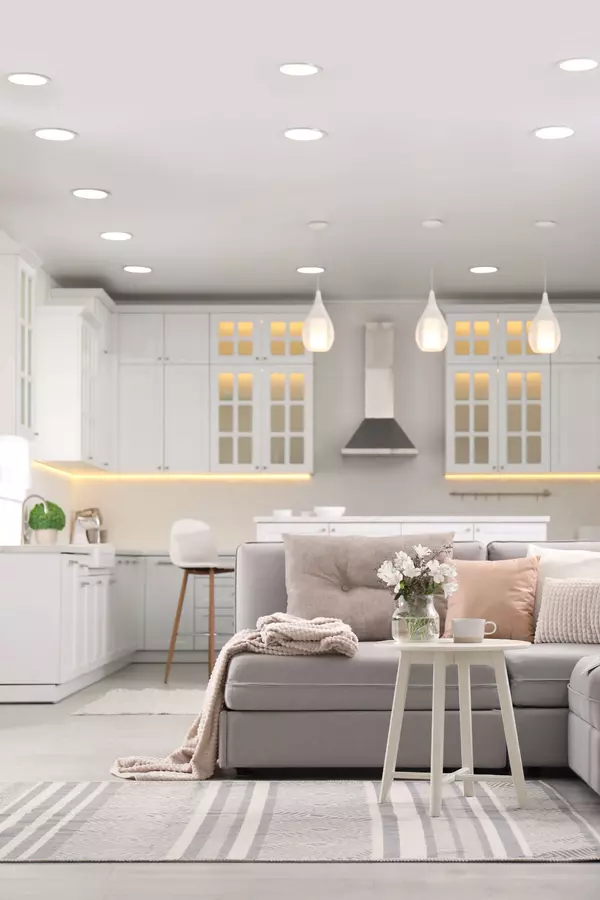 Interior of contemporary apartment with stylish furniture
