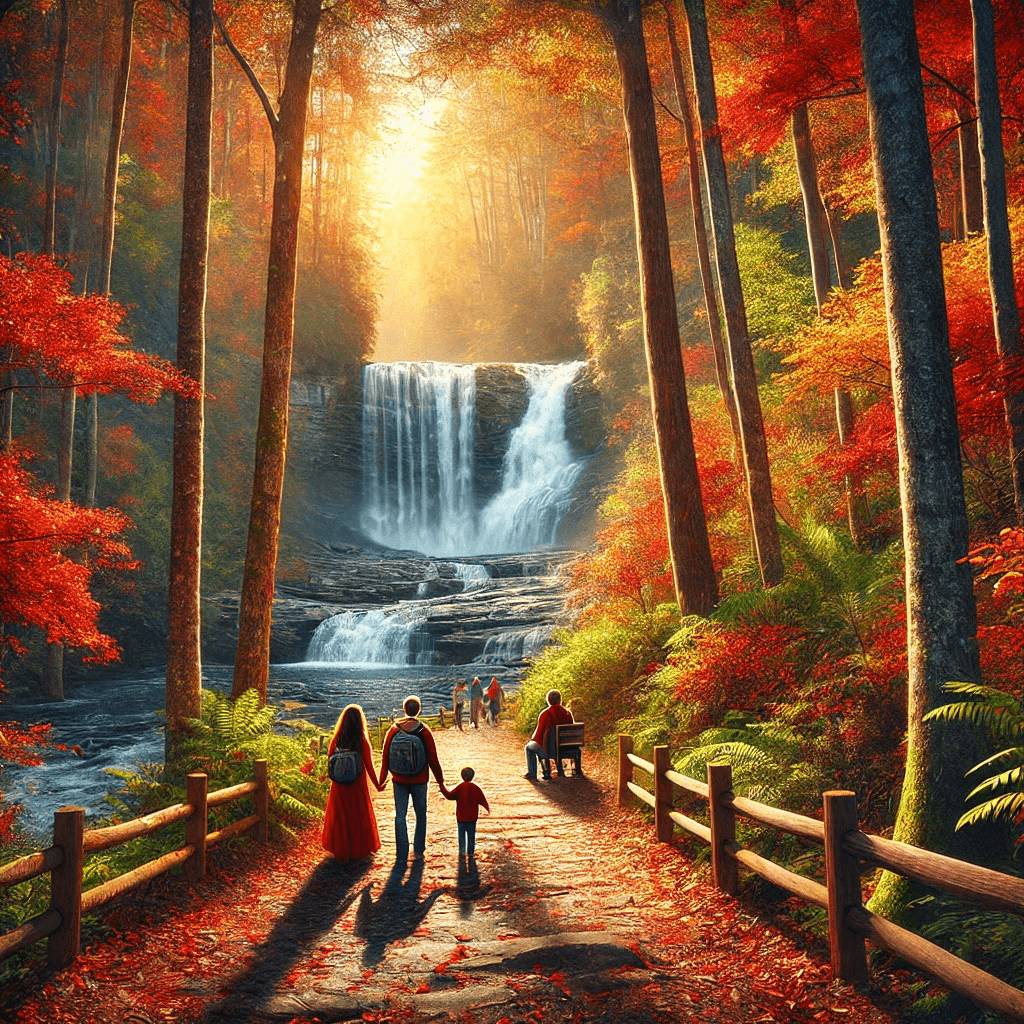 hiking in Amicalola Falls State Park, Georgia, during the fall season