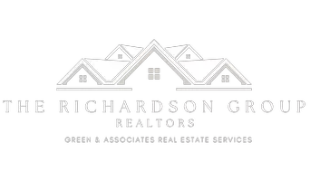 Professional real estate services banner featuring the Richardson Group Realty logo with a stylish font, set against a clean, modern background, representing their commitment to excellence in buying, selling, and leasing properties