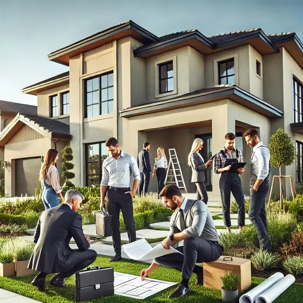 contractors and realtor working at Irvine house