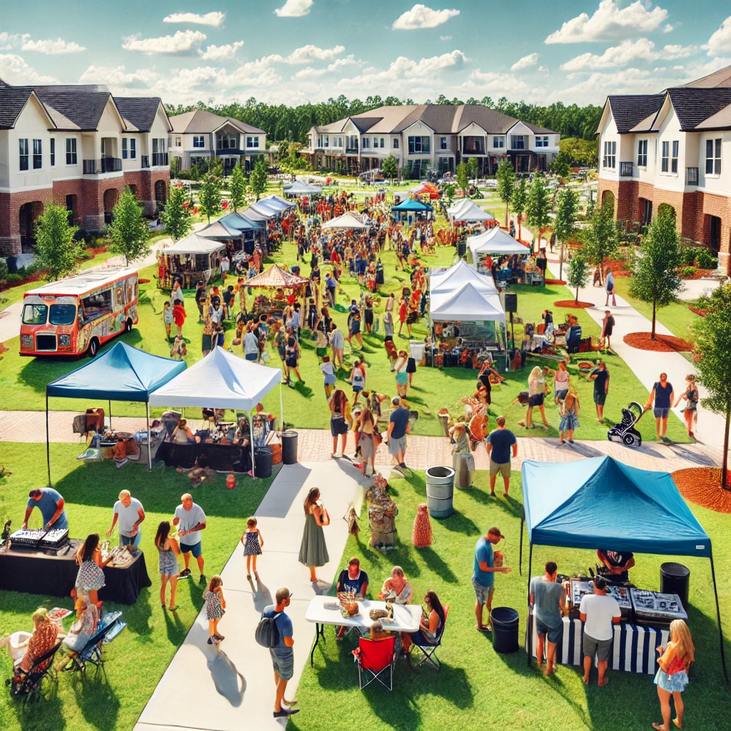 an image representing a vibrant community event in Wesley Chapel for the social and cultural activities section.