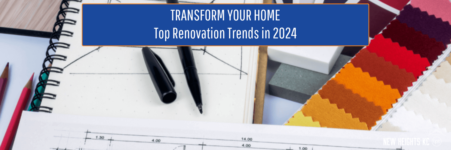 Home renovation plans for 2024, including architectural drawings, color swatches, and design tools.