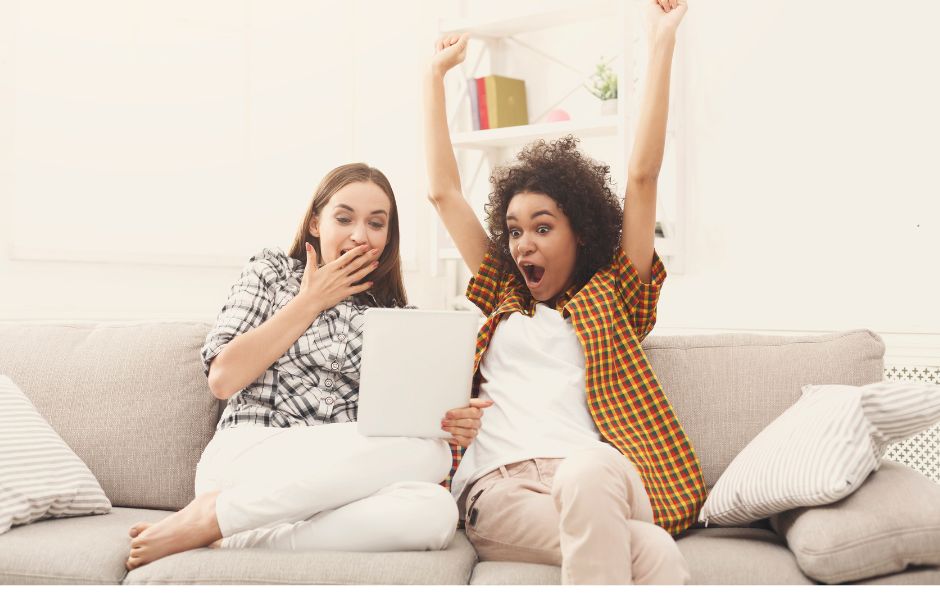 Two Girls Excited