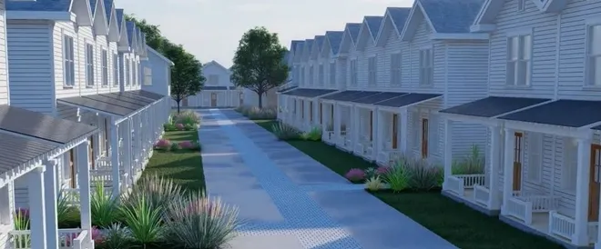 The image shows a 3-D rendering of what the proposed units would look like