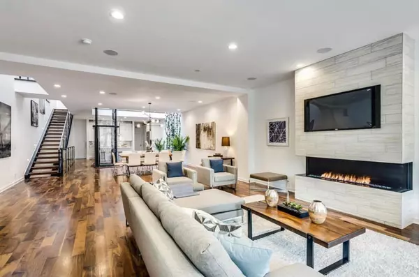 Luxury modern living room setting for initial home buyer consultation