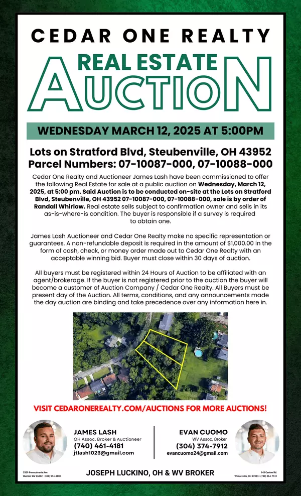 REAL ESTATE AUCTION - Lots on Stratford Blvd, Steubenville, OH 43952