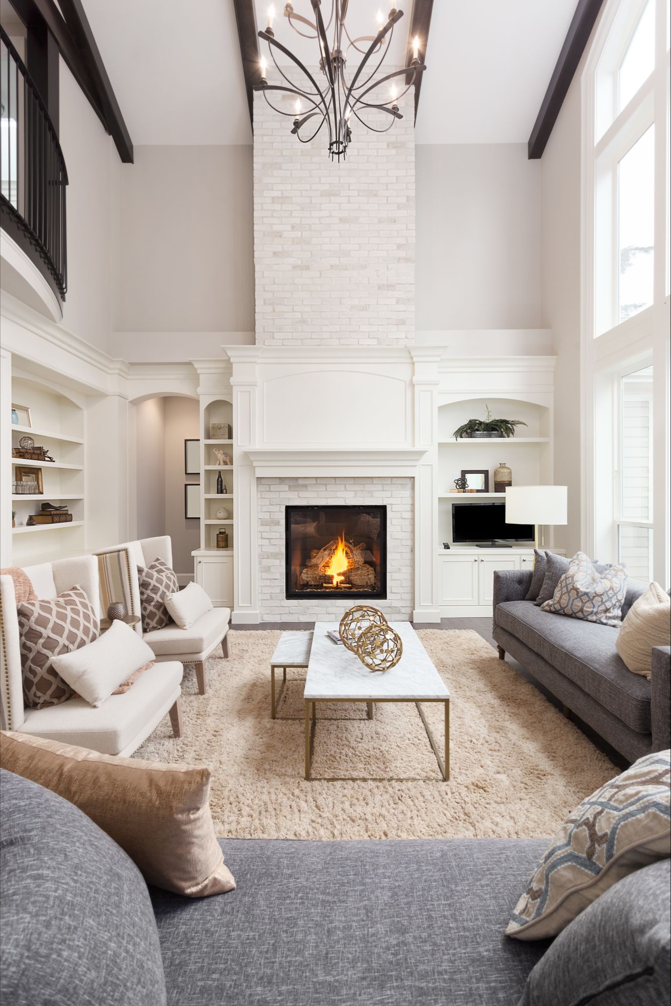 iStock-856794602- living room fireplace