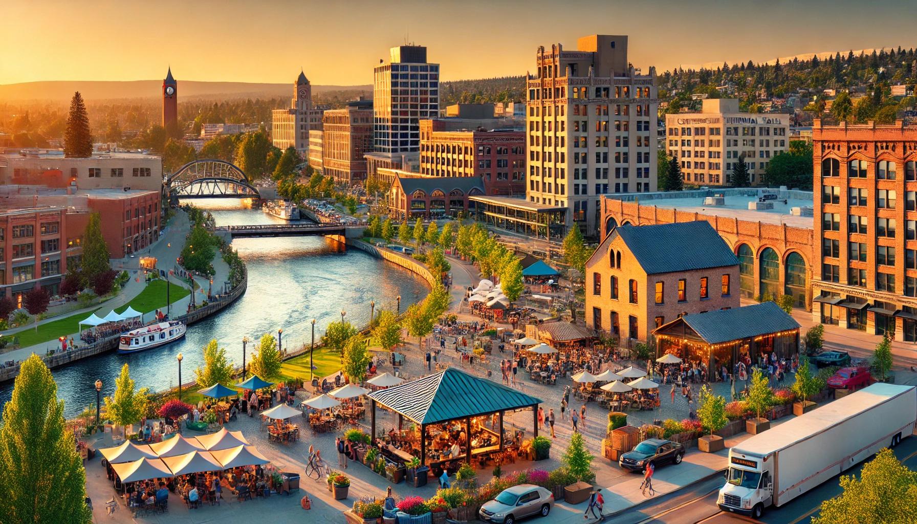 AI Generated Image of Downtown Spokane and Kendall Yards
