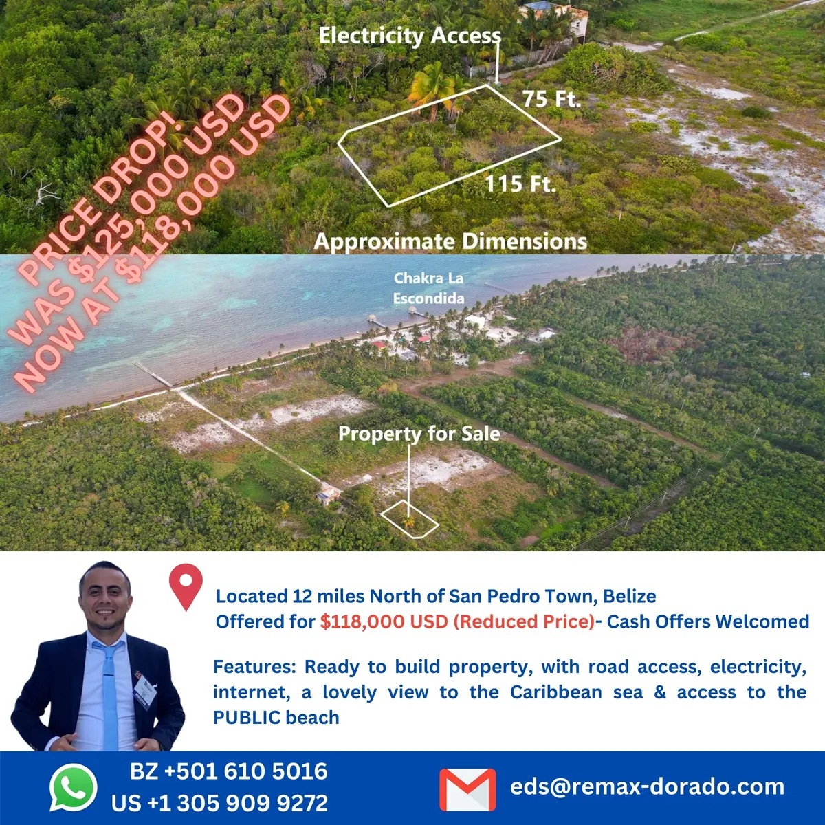 DEAL PROPERTY WITH ELECTRICITY ACCESS- NORTH OF SAN PEDRO, Belize,