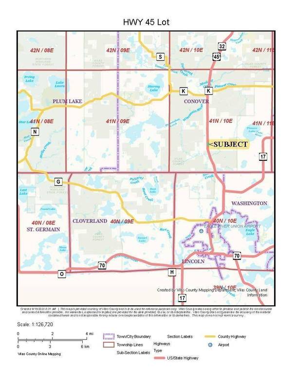 ON HWY 45, Conover, WI 54519