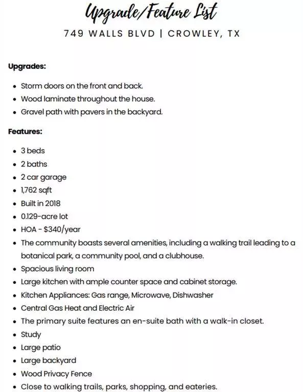 749 Walls Boulevard, Crowley, TX 76036