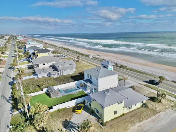 Drone picture of Flagler Beach Pool Home For Sale, Oceanfront Home on A1A.